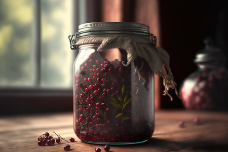 dried red cranberries in a jarの素材
