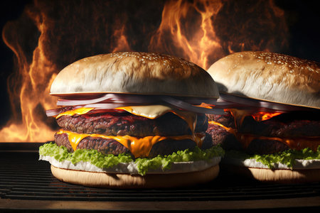 delicious burgers on the grillの素材