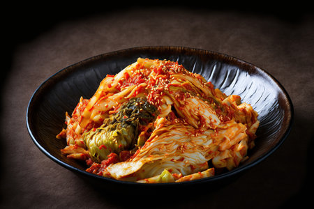 Fresh cabbage and wonderful flavor in Korean kimchiの素材