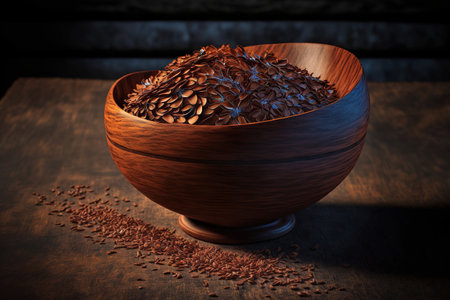 flax seed bowl made of woodの素材