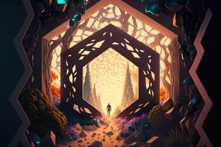 Geometric metaverse twitch artwork created by handの素材