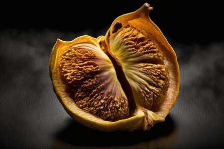 Fruit of the dried figs isolated on a black backgroundの素材