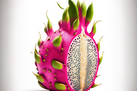 Half isolated dragon fruit Pitaya, Pitahaya on a white backgroundの素材