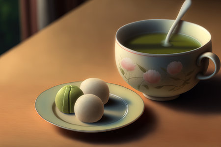 green tea and mochiの素材