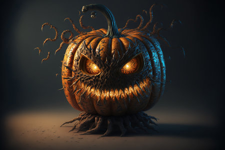Halloween image of a monster pumpkinの素材