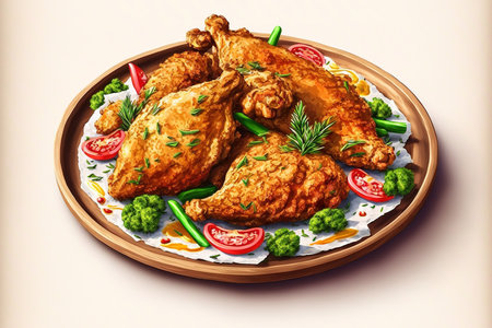 Hot Crispy Fried Chicken is a dish made up of chicken pieces that have been pan fried, deep fried, or pressure fried after being coated in a seasoned batterの素材