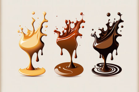 Hot chocolate streams in a set, white backgroundの素材