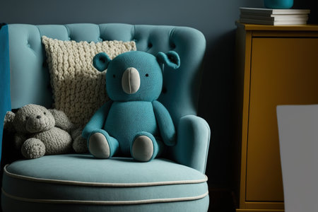 Interior of a cozy infant nursery with a comfortable chairの素材