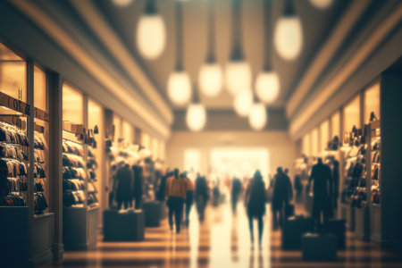 Interior of department store with blurred retail and hallの素材