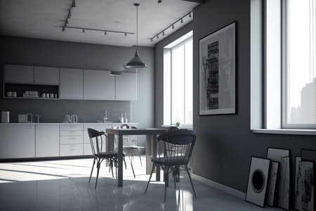interior of apartment with gray colors without any decorationsの素材
