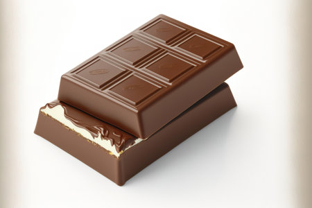 Isolated fresh milk chocolate on whiteの素材