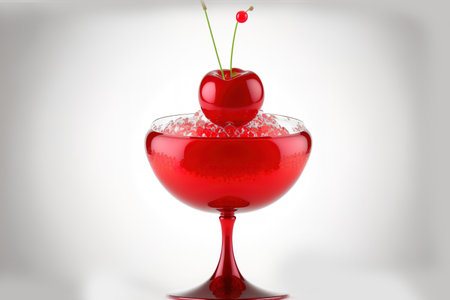 Isolated maraschino cherry on white backgroundの素材