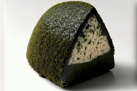 Japanese delicacy called onigiri is a rice ball covered in seaweedの素材