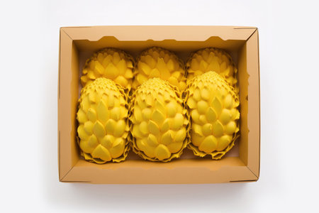 Jackfruit packaging on white background, in plastic wrapped foam trayの素材