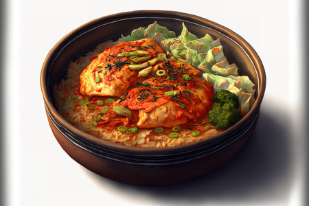 Kimchi cabbage in a bowl, a traditional side dish from Koreaの素材