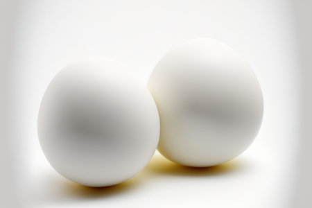 isolated white background with three eggsの素材