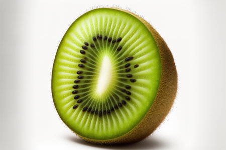 Kiwi fruit texture, ripe and luscious, isolated on whiteの素材