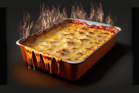 Lasagne was cooked on a baking panの素材