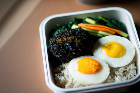Lunchbox Eggs and black rice with Korean gimbapの素材