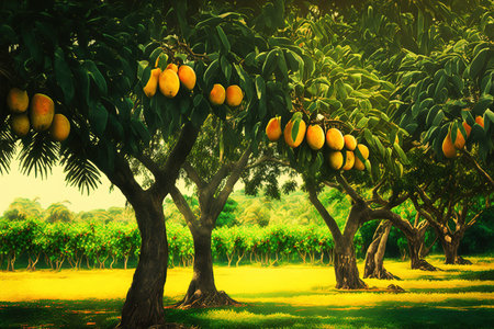 Mango trees in a gardenの素材