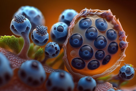 macro photography of blueberries up closeの素材