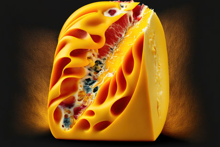 mango slice oozing with mango pulp pieces of mango and mangoの素材