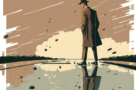 man standing next to puddle reflected Your attitude and personality are reflected in your sense of style. The gentleman begins with education, but he must end with reading, enjoyable company, and intrの素材