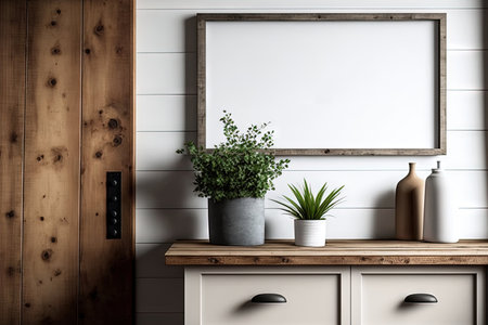 Mockup Digital File, Long Wood Sign on Dresser, Styled Stock Photo My Placeの素材