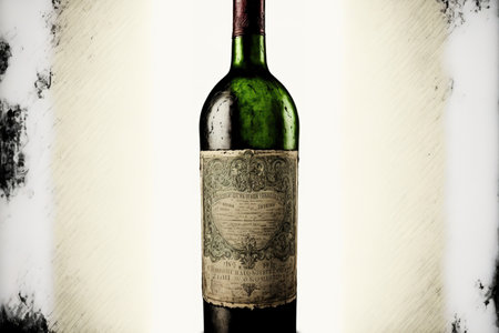 Old Georgian wine bottle against a white backgroundの素材