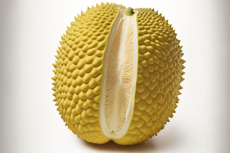 On a white background, a jackfruit is isolatedの素材