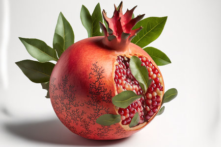 On a white background, ripe, delicious pomegranatesの素材