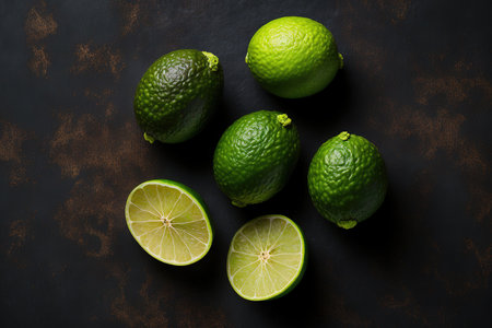 On a basic background, a finger lime with five finger limesの素材