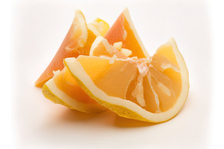 On a white background, an isolated grapefruit peel. zest of ripe grapefruitの素材