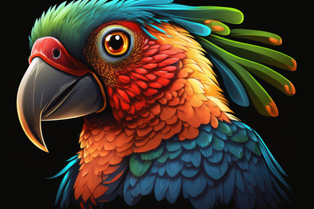 Parrot. Animal snout. dazzling birdの素材