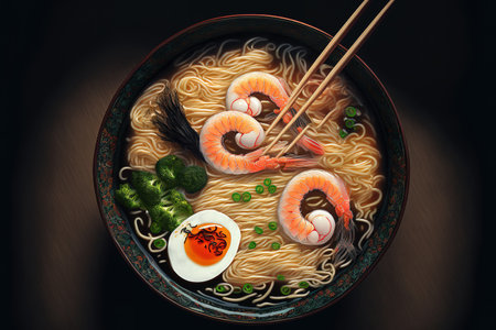 Ramen soup with shrimp from Asiaの素材