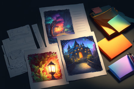 Set of colorful blank notesの素材