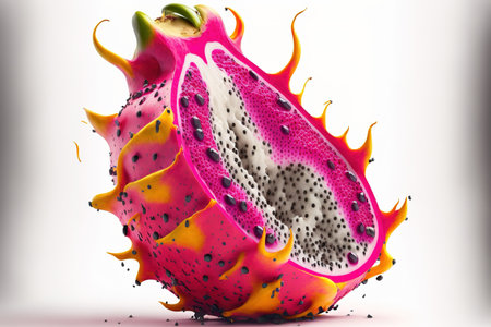 Slice of dragonfruit on a white backgroundの素材