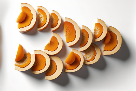 Sliced apricot trail on a white backgroundの素材