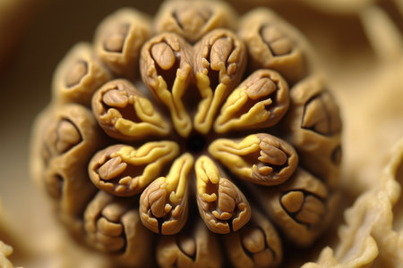 shot of a walnut seed taken up close. nourishing foods for the brain. Human brain like walnutの素材