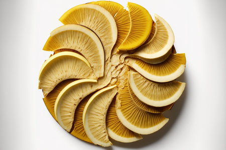 Slices of banana on a white backgroundの素材