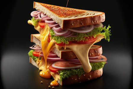sandwich with grilled ham and cheeseの素材