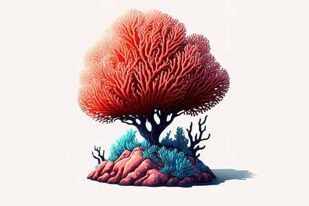 solitary marine coral on a white backdropの素材