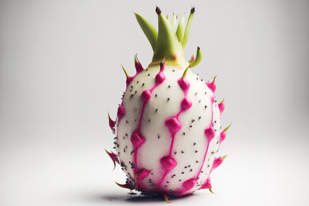 solitary dragonfruit on a white backdropの素材
