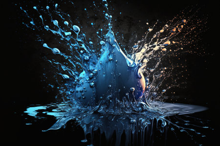 Splash of water against a dark backgroundの素材
