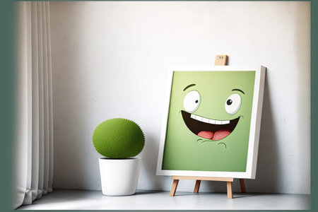 Square is happy cartoon image illustrationの素材