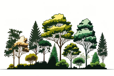 Thailand tree line isolated on a white backdropの素材