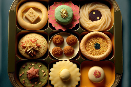 Sweets in Dish, including a wide selection of Pakistani Mithaiの素材