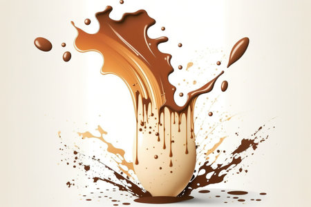 splash of milk tea or chocolate on a white backgroundの素材