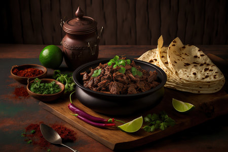 Traditional Mexican lamb barbacoa cooked slowlyの素材