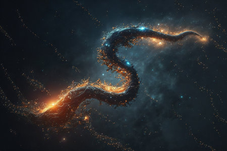 Water snake constellation, hydrus star constellation, deep space, star clusterの素材